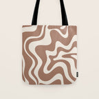 Retro Liquid Swirl Abstract Inspired by PANTONE 17 1230 Color of the Year Mocha Mousse Tote Bag Gallery Image 1
