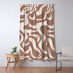 Retro Liquid Swirl Abstract Inspired by PANTONE 17 1230 Color of the Year Mocha Mousse Window Curtain Gallery Image 5