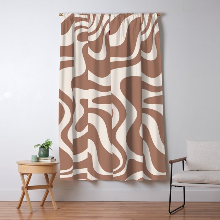 Retro Liquid Swirl Abstract Inspired by PANTONE 17 1230 Color of the Year Mocha Mousse Window Curtain Gallery Image 5
