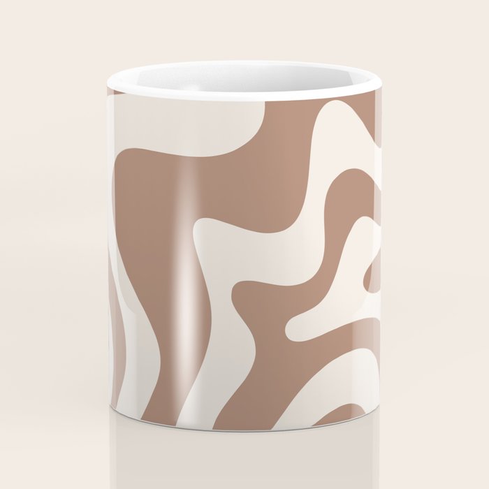 Retro Liquid Swirl Abstract Inspired by PANTONE 17 1230 Color of the Year Mocha Mousse Coffee Mug Gallery Image 4
