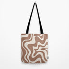 Retro Liquid Swirl Abstract Inspired by PANTONE 17 1230 Color of the Year Mocha Mousse Tote Bag Gallery Image 2