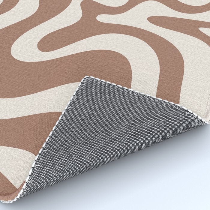 Retro Liquid Swirl Abstract Inspired by PANTONE 17 1230 Color of the Year Mocha Mousse Rug Gallery Image 4