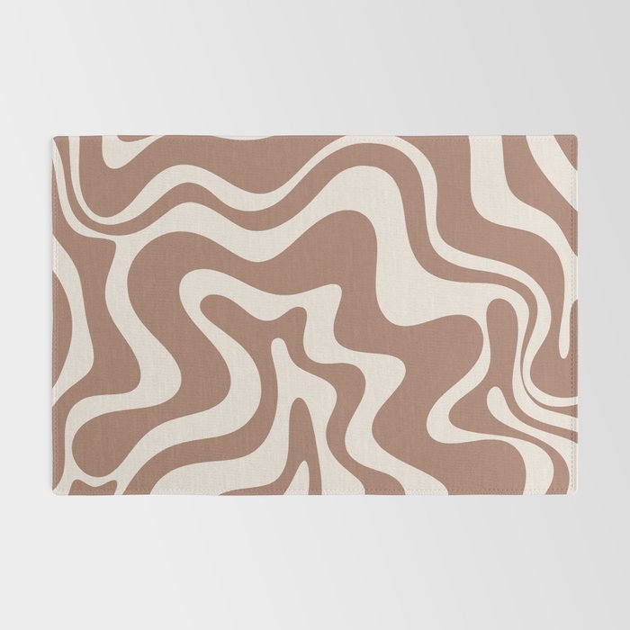 Retro Liquid Swirl Abstract Inspired by PANTONE 17 1230 Color of the Year Mocha Mousse Rug Gallery Image 2