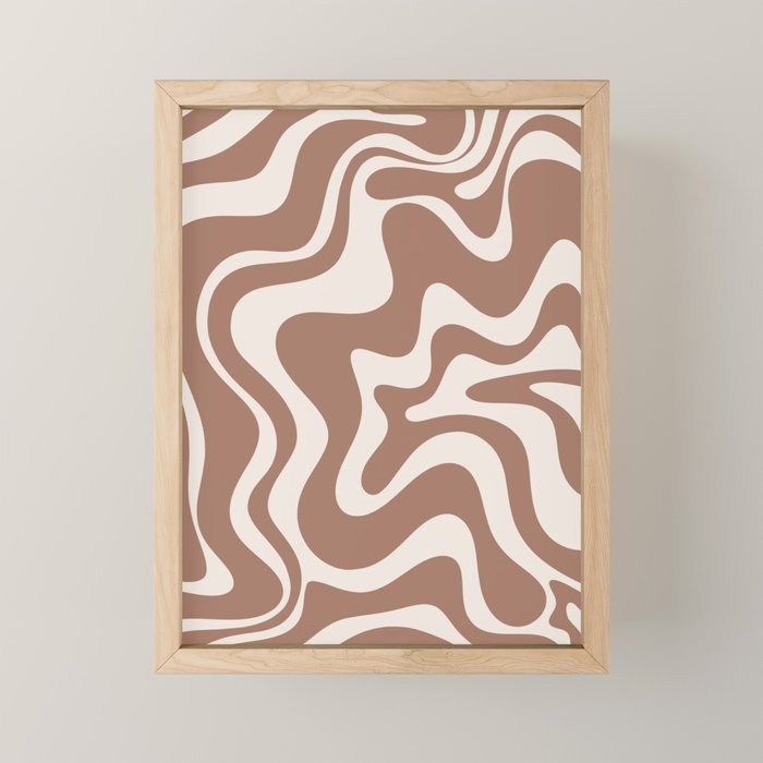 Retro Liquid Swirl Abstract Inspired by PANTONE 17 1230 Color of the Year Mocha Mousse Mini Art Print Gallery Image 1