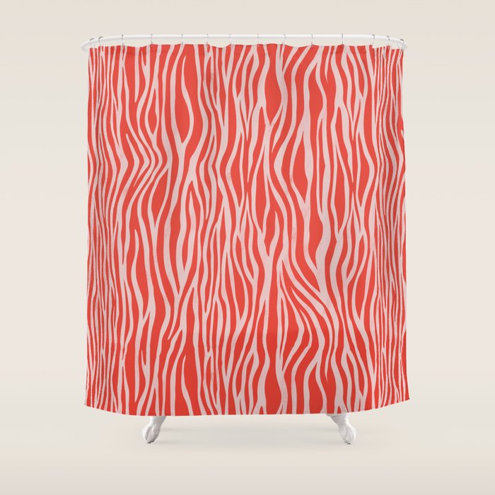 Dopamine Zebra Stripe Animal Print In Red Shower Curtain Gallery Image 1