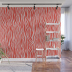 Dopamine Zebra Stripe Animal Print In Red Wall Mural Gallery Image 1