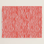 Dopamine Zebra Stripe Animal Print In Red Jigsaw Puzzle Gallery Image 1