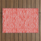 Dopamine Zebra Stripe Animal Print In Red Outdoor Rug Gallery Image 1