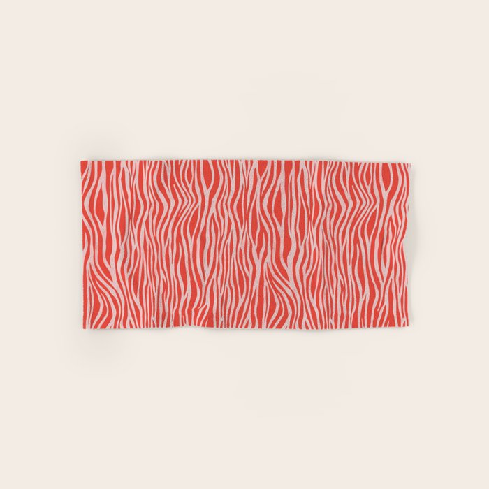 Dopamine Zebra Stripe Animal Print In Red Bath Towel Gallery Image 1