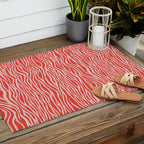 Dopamine Zebra Stripe Animal Print In Red Outdoor Rug Gallery Image 2