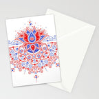 Sacred Lotus Mandala - Red & Blue Palette Stationery Card Gallery Image 2
