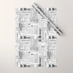 Black And White Collage Of Grunge Newspaper Fragments Wrapping Paper Gallery Image 1