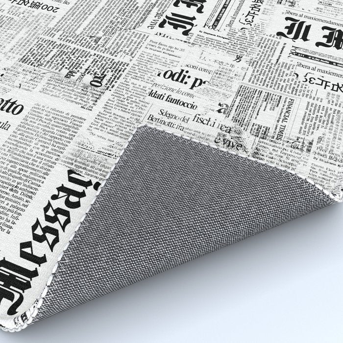 Black And White Collage Of Grunge Newspaper Fragments Rug Gallery Image 4