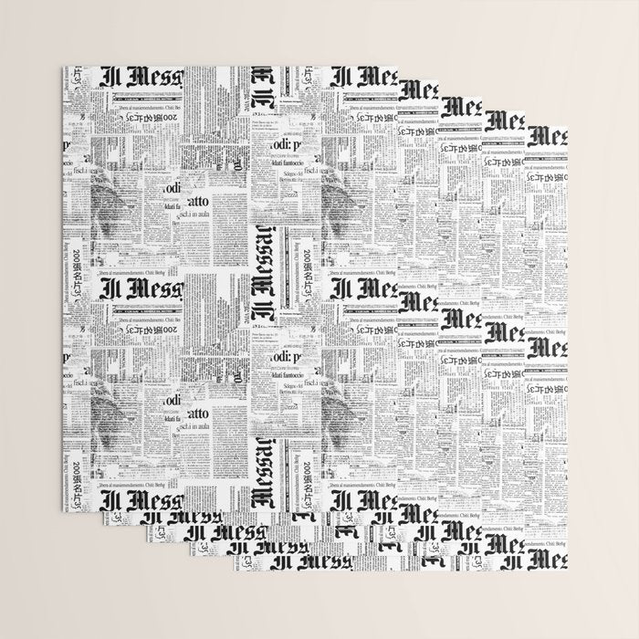 Black And White Collage Of Grunge Newspaper Fragments Wrapping Paper Gallery Image 3