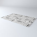 Black And White Collage Of Grunge Newspaper Fragments Rug Gallery Image 3