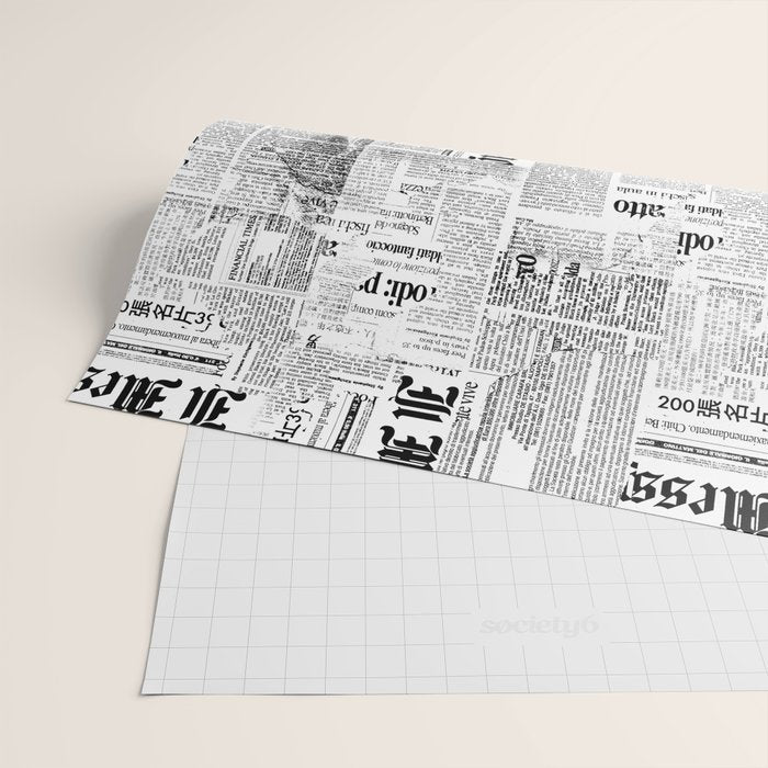 Black And White Collage Of Grunge Newspaper Fragments Wrapping Paper Gallery Image 2