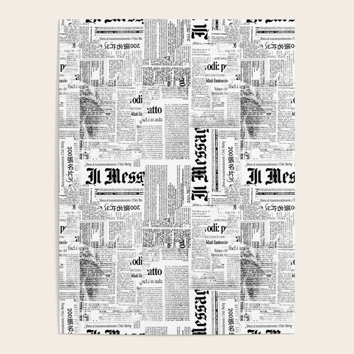 Black And White Collage Of Grunge Newspaper Fragments Poster Gallery Image 4