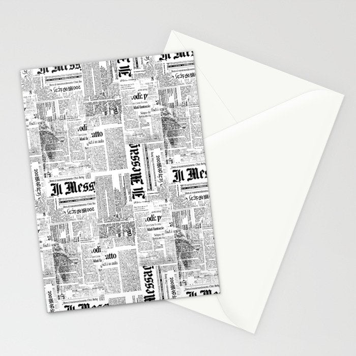 Black And White Collage Of Grunge Newspaper Fragments Stationery Card Gallery Image 2
