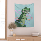T-Rex the Hula Dancer in Green Wall Tapestry Gallery Image 2