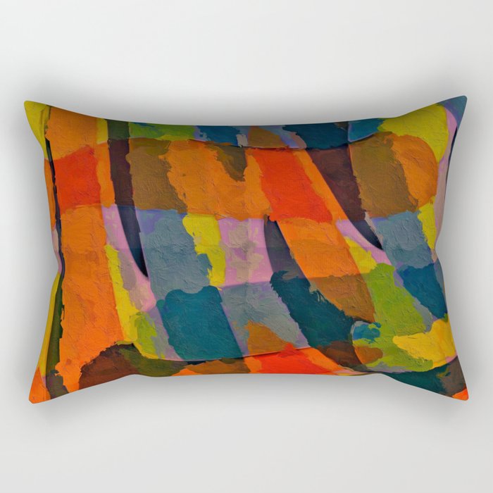 Promises Kept Abstract  Art - red teal orange mahogany olive slate gray Rectangular Pillow Gallery Image 2