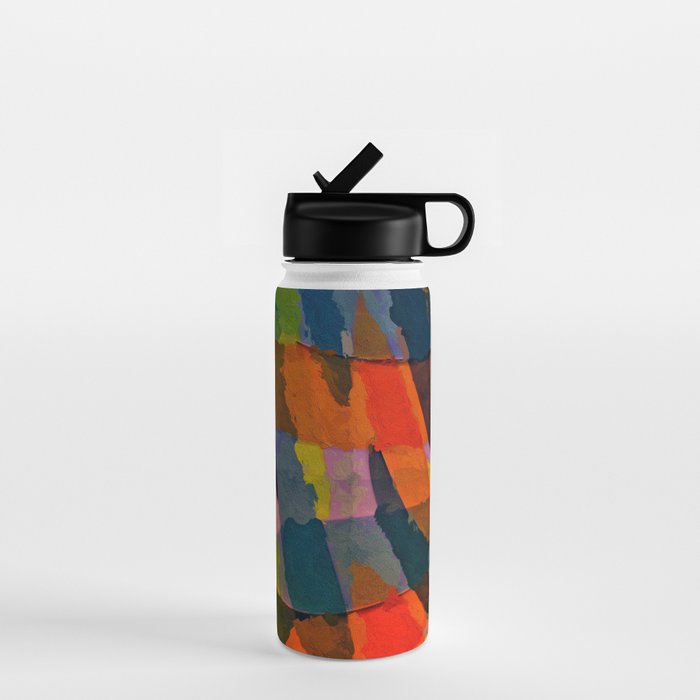 Promises Kept Abstract  Art - red teal orange mahogany olive slate gray Water Bottle Gallery Image 1