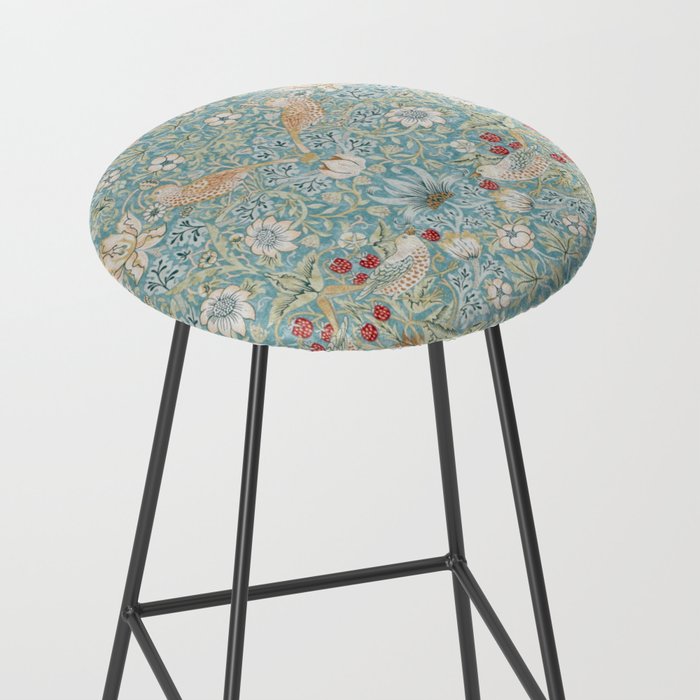 William Morris Strawberry Thief Aqua Blue Turquoise Stool Gallery Image 2
