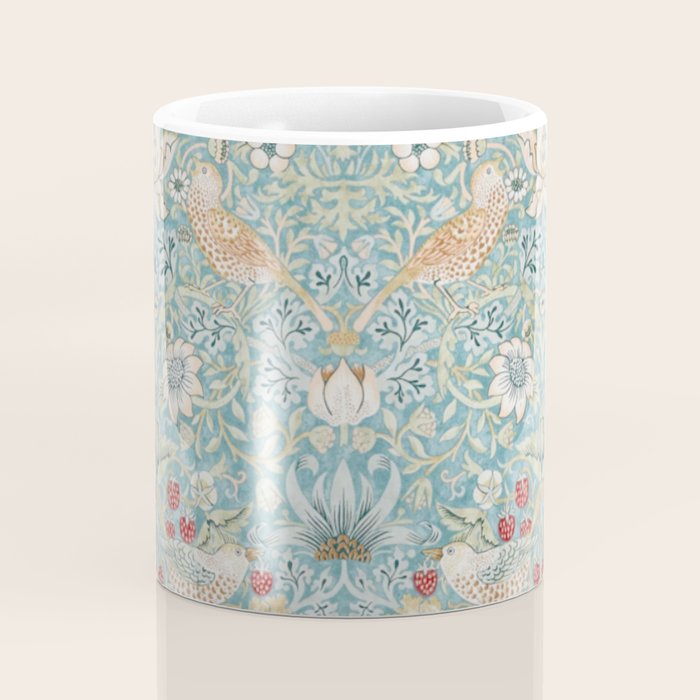 William Morris Strawberry Thief Aqua Blue Turquoise Coffee Mug Gallery Image 4