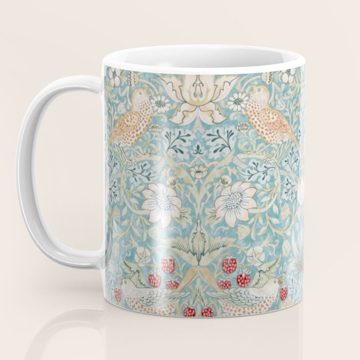 William Morris Strawberry Thief Aqua Blue Turquoise Coffee Mug Gallery Image 3