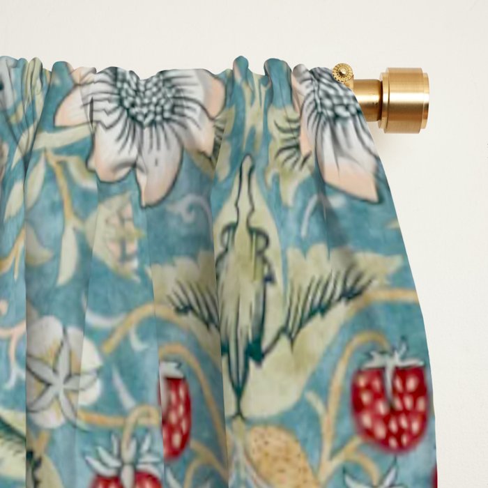 William Morris Strawberry Thief Aqua Blue Turquoise Window Curtain Gallery Image 2