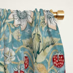 William Morris Strawberry Thief Aqua Blue Turquoise Window Curtain Gallery Image 2