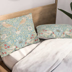 William Morris Strawberry Thief Aqua Blue Turquoise Pillow Sham Gallery Image 2