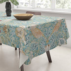 William Morris Strawberry Thief Aqua Blue Turquoise Tablecloth Gallery Image 3