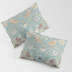 William Morris Strawberry Thief Aqua Blue Turquoise Pillow Sham Gallery Image 3
