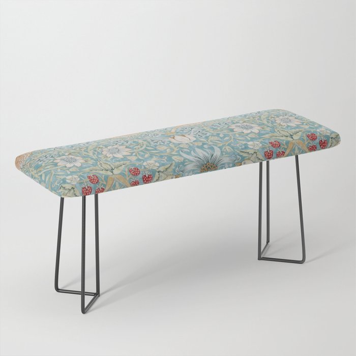 William Morris Strawberry Thief Aqua Blue Turquoise Bench Gallery Image 1