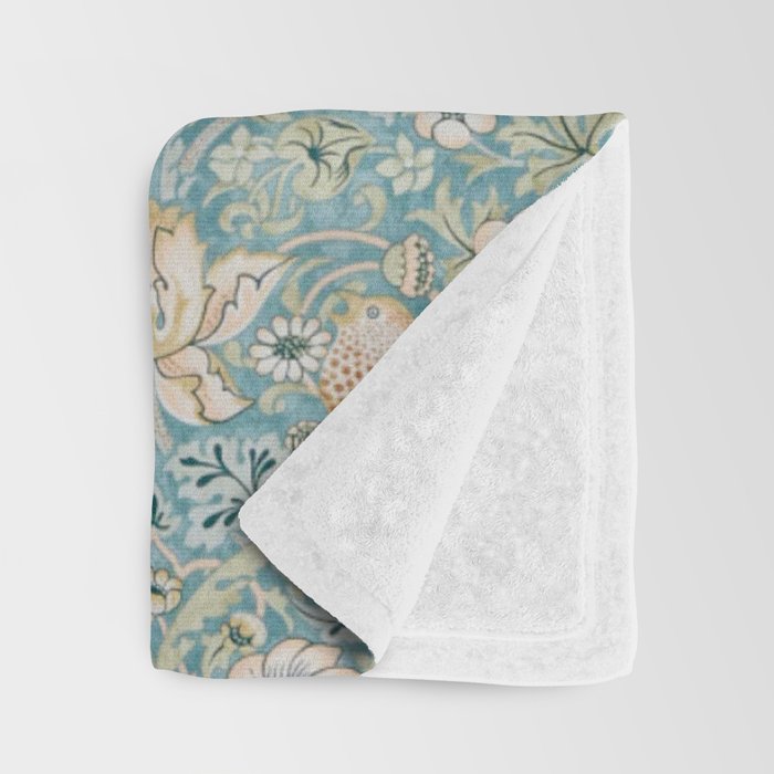 William Morris Strawberry Thief Aqua Blue Turquoise Throw Blanket Gallery Image 3