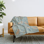 William Morris Strawberry Thief Aqua Blue Turquoise Throw Blanket Gallery Image 1