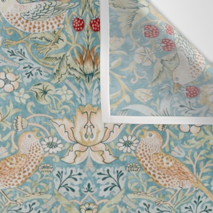 William Morris Strawberry Thief Aqua Blue Turquoise Wall Tapestry Gallery Image 3