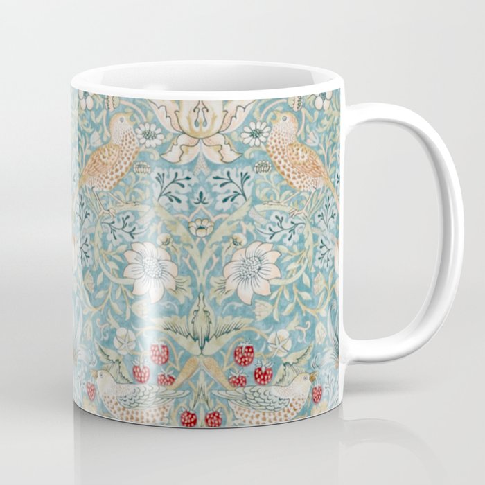 William Morris Strawberry Thief Aqua Blue Turquoise Coffee Mug Gallery Image 1