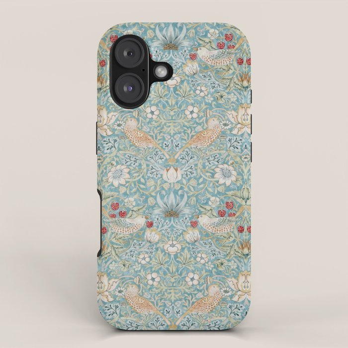 William Morris Strawberry Thief Aqua Blue Turquoise iPhone Case Gallery Image 1