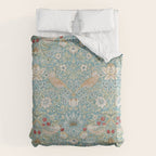 William Morris Strawberry Thief Aqua Blue Turquoise Duvet Cover Gallery Image 6