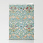 William Morris Strawberry Thief Aqua Blue Turquoise Stationery Card Gallery Image 2