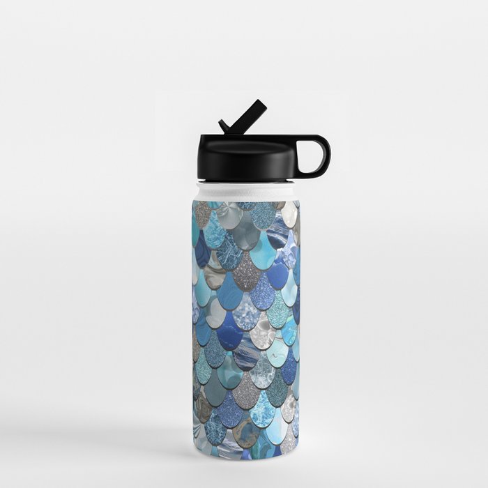 Mermaid Ocean Blue Pattern Water Bottle Gallery Image 1