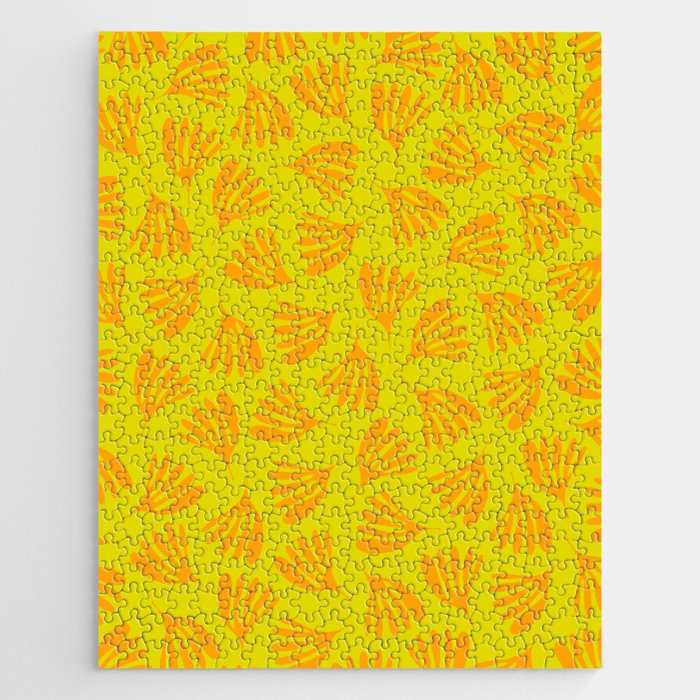 Bright Yellow and Orange Wispy Leaves Contemporary Pattern Jigsaw Puzzle Gallery Image 1