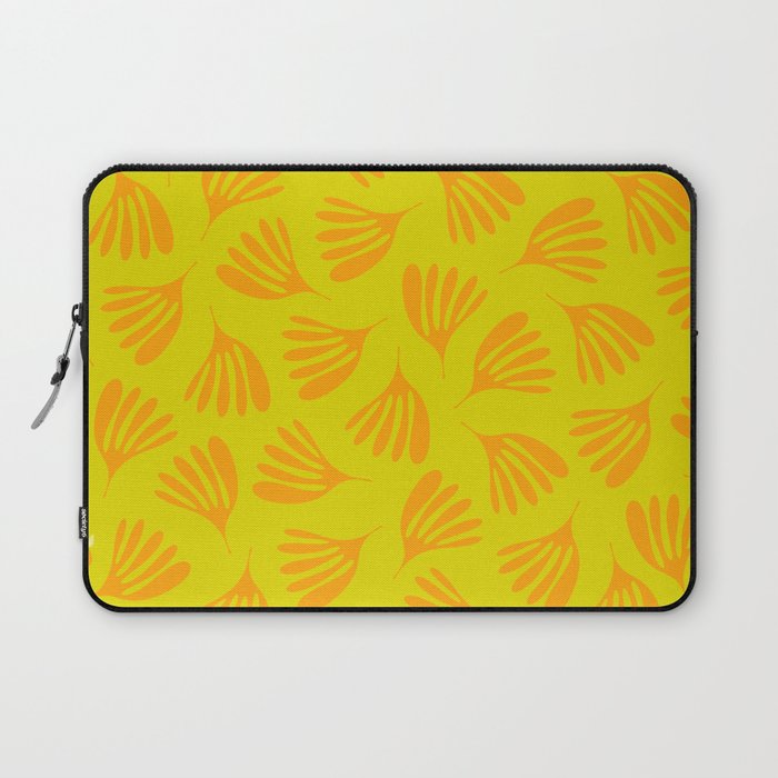 Bright Yellow and Orange Wispy Leaves Contemporary Pattern Laptop Sleeve Gallery Image 1