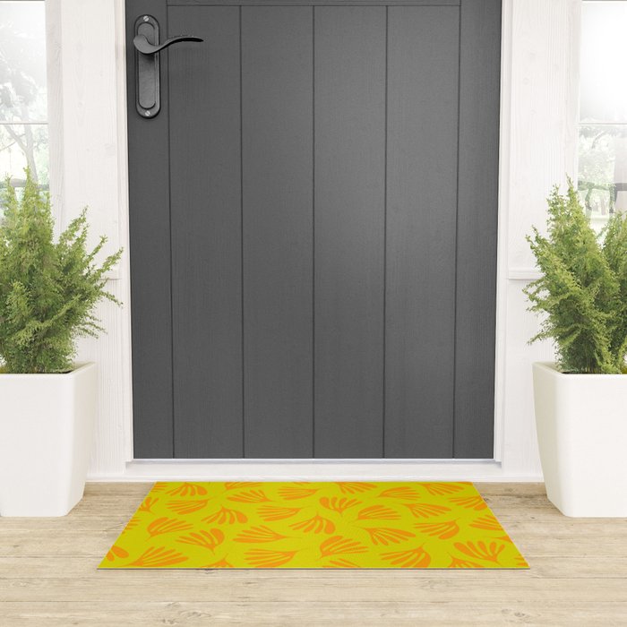 Bright Yellow and Orange Wispy Leaves Contemporary Pattern Welcome Mat Gallery Image 3