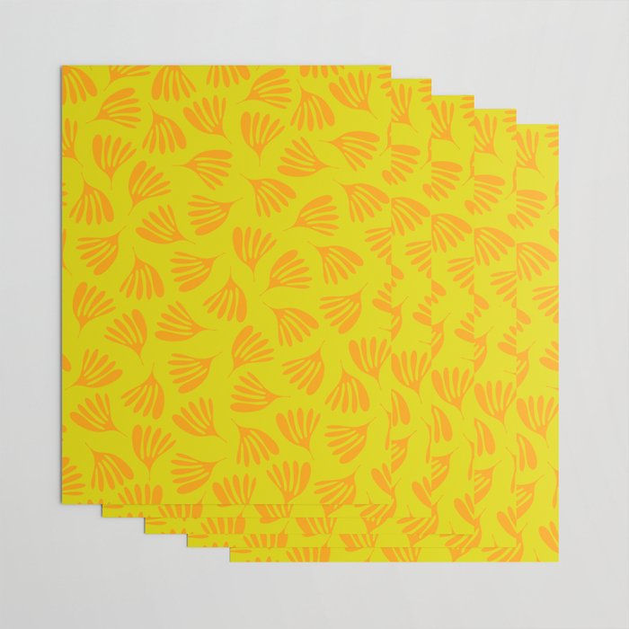 Bright Yellow and Orange Wispy Leaves Contemporary Pattern Wrapping Paper Gallery Image 3