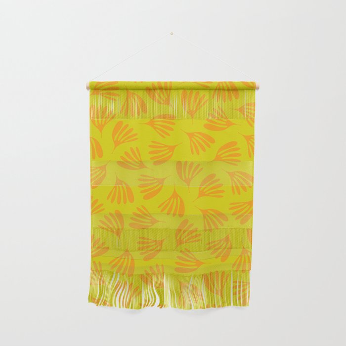 Bright Yellow and Orange Wispy Leaves Contemporary Pattern Wall Hanging Gallery Image 1
