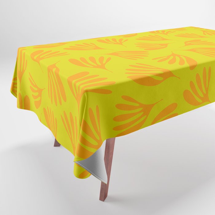 Bright Yellow and Orange Wispy Leaves Contemporary Pattern Tablecloth Gallery Image 1