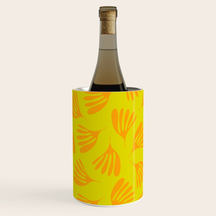 Bright Yellow and Orange Wispy Leaves Contemporary Pattern Wine Chiller Gallery Image 1