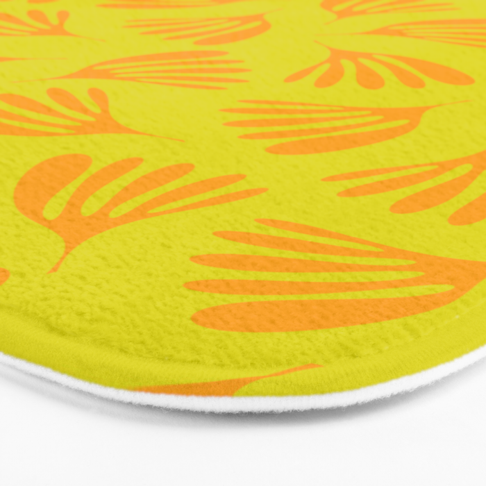 Bright Yellow and Orange Wispy Leaves Contemporary Pattern Bath Mat Gallery Image 3
